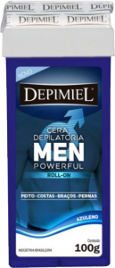 Cera Depilatória Depimiel Corporal Roll-On Men Powerful C/ Azuleno Refil 100g