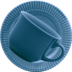 Xícara De Chá Biona Canelé Cerâmica C/ Pires 200ml Azul 12 Unidades Oxford Ref 135915