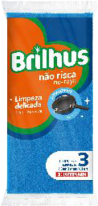 Esponja Brilhus Não Risca Azul C/ 3 Unidades Bettanin Ref Bt20903