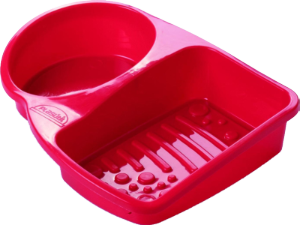 Porta Detergente Compacto Plástico Divisória P/Esponja C18x L13,6x A3,5cm Vermelho Plasútil Ref 7762