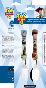 Conjunto De Talheres Kids Toy Story Inox Cabo Plástico Decorado 2 Peças Simonaggio Ref 4031029073217