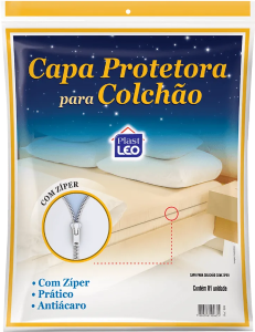 Capa Protetora Para Colchão De Solteiro Antiácaro C/ Ziper L1,88m X A88cm X P18cm Plast Leo Ref 964