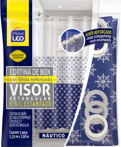 Cortina Box Vinil C/Ilhós E Visor Retangular (1,35x2,00m) Nautico Plast Leo Ref 642-N