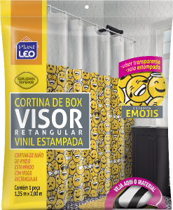 Cortina Box Vinil Visor Retangular (1,35x2,00m) Emojis Plast Leo Ref 623-H