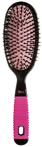 Escova P/ Cabelos Ricca Oval Grande Black & Pink Cerdas Nylon Pontas Protetoras Preta Ref 2411