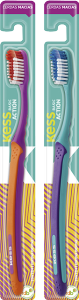 Escova Dental Kess Basic Action Macia Cabo Emborrachado S/ Capa Protetora De Cerdas Cores Sortidas