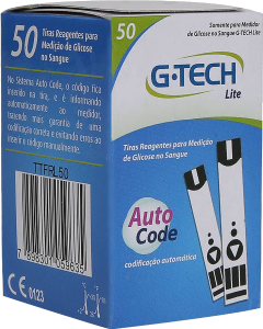 Tiras Reagentes Para Medição De Glicose Gtech Lite Auto Code 50 Unidades