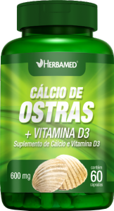 Cálcio De Ostras+Vitamina D3 600mg 60 Cápsulas Herbamed