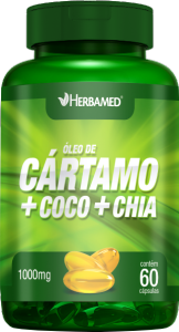Óleo De Cártamo+Coco+Chia 1000mg 60 Cápsulas Herbamed