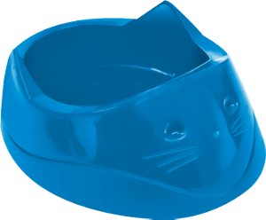 Comedouro Cara De Gato Plástico 200ml Azul Furacão Pet Ref 0926