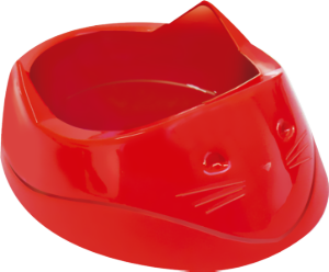 Comedouro Cara De Gato Plástico 200ml Vermelho Furacão Pet Ref 0928